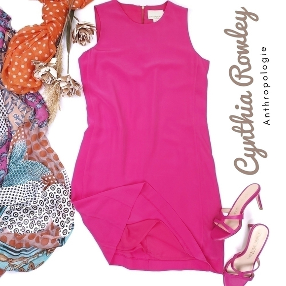 Cynthia Rowley Anthropologie Silk Pink Dress Sz 6 - Picture 1 of 13
